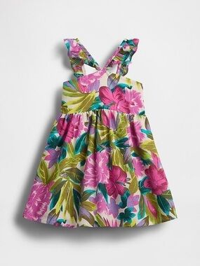 Baby Gap Toddler Girl Linen-Cotton Flutter V-Neck Dress
